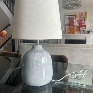 Michael Graves Gray Ceramic Lamp with Cream Shade